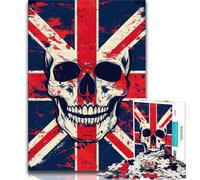 Jigsaw Puzzles 1000 Pieces for Adults Teens British Flag Skull Teenager Puzzles,Learning Educational Toys Family Games Unique Birthday And Gifts 26x38cm