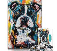 Jigsaw Puzzles 1000 Pieces for Adults Teens Bull Terrier Dog,Family Entertainment Toys with Matching Poster And Trivia Sheet 75x50cm