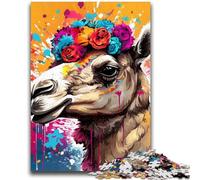 Jigsaw Puzzles 1000 Pieces for Adults Teens Camel Wearing Flowers 1000 Piece Puzzle,Educational Game for Birthday, Chrismas for Age 14+ (50x75cm)