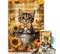 Jigsaw Puzzles 1000 Pieces for Adults Teens Cat Among Sunflowers Jigsaw,Interesting Stress Reduction Parent-child Interaction (size 38x26cm)