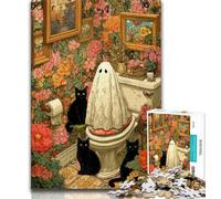 Jigsaw Puzzles 1000 Pieces for Adults Teens Cat And Soul 1000 Pieces for Adults,Stress Reliever Staycation Kill Time Wishlist with Santa Claus 38x26cm