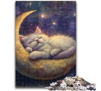 Jigsaw Puzzles 1000 Pieces for Adults Teens Cat on The Moon Educational Game Challenge Toy Wall Decoration Unique Birthday And Xmas Gifts 50x75cm