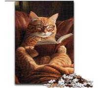 Jigsaw Puzzles 1000 Pieces for Adults Teens Cat Reading A Book, Learning Educational for Is Ideal As A Gift for The Whole Family (Size50x75cm)