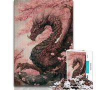 Jigsaw Puzzles 1000 Pieces for Adults Teens Cherry Blossoms Japanese Dragon Puzzles for Adults,Family Educational Games Home Decoration Gift (size 38x26cm)