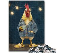 Jigsaw Puzzles 1000 Pieces for Adults Teens Chicken Drinking Coffee 1000 Pieces for Adults,Stress Reliever Difficult Challenge Secret Santa Gifts (50x75cm)