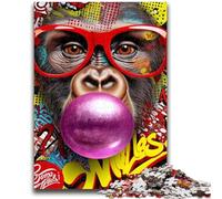 Jigsaw Puzzles 1000 Pieces for Adults Teens Chimpanzee Graffiti Educational Game Challenge Toy Wall Decoration Unique Birthday And Xmas Gifts 26x38cm