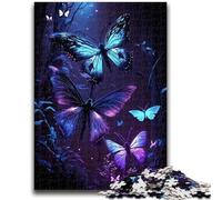 Jigsaw Puzzles 1000 Pieces for Adults Teens Color Butterfly Stress Reliever Difficult Challenge with Matching Poster And Trivia Sheet 26x38cm