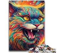 Jigsaw Puzzles 1000 Pieces for Adults Teens Colorful Art Psychedelic Cat Adult Puzzles,Challenging Game for Is Ideal As A Gift for The Whole Family (26x38cm)