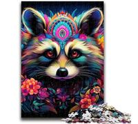 Jigsaw Puzzles 1000 Pieces for Adults Teens Colorful Art Raccoon Adult Puzzles,Challenging Game for Is Ideal As A Gift for The Whole Family (50x75cm)