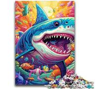 Jigsaw Puzzles 1000 Pieces for Adults Teens Colorful Art Shark Adult Puzzles,Challenging Game for Is Ideal As A Gift for The Whole Family (26x38cm)