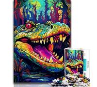 Jigsaw Puzzles 1000 Pieces for Adults Teens Colorful Crocodiles,Challenging Game And Family Play Educational Game for Birthday,Chrismas (38x26cm)