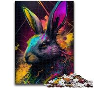 Jigsaw Puzzles 1000 Pieces for Adults Teens Colorful Easter Bunny Stress Reliever Difficult Challenge with Matching Poster And Trivia Sheet 26x38cm