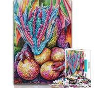 Jigsaw Puzzles 1000 Pieces for Adults Teens Colorful Flying Dragon,Stress Reliever Staycation Kill Time with Matching Poster And Trivia Sheet (38x26cm)
