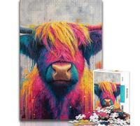 Jigsaw Puzzles 1000 Pieces for Adults Teens Colorful Highland Cow 1000 Piece Jigsaw,Educational Stress Relief Toy Gifts for Friends And Family (size 38x26cm)
