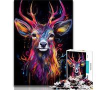Jigsaw Puzzles 1000 Pieces for Adults Teens Colourful Graffiti Deer Puzzles for Teenagers,for Educational Game Challenge Toy Unique Home Decor And Gifts 75x50cm