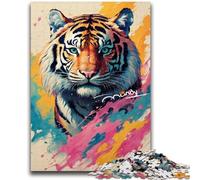 Jigsaw Puzzles 1000 Pieces for Adults Teens Colourful Tiger Art 1000 Piece Jigsaw,is Ideal As Gifts for The Whole Family Suitable for And 14 (38x26cm)