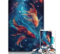 Jigsaw Puzzles 1000 Pieces for Adults Teens Cosmic Koi,Challenging Game for Is Ideal As A Gift for The Whole Family 38x26cm