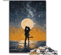 Jigsaw Puzzles 1000 Pieces for Adults Teens Couple Under The Moon, Stress Relief with Fully Interlocking Randomly Shaped Pieces for And 14 Years Old (Size 50x75cm)