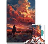 Jigsaw Puzzles 1000 Pieces for Adults Teens Cowboys on The Prairie,family Fun Games Fun at Home Activities,Birthday Present,Travel Gifts (38x26cm)