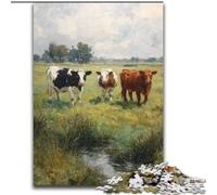 Jigsaw Puzzles 1000 Pieces for Adults Teens Cows on The Grassland, Learning Educational for Is Ideal As A Gift for The Whole Family (Size 26x38cm)