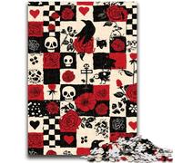 Jigsaw Puzzles 1000 Pieces for Adults Teens Crow Skeleton Family Fun with Matching Poster And Trivia Sheet for Age 14+ 50x75cm