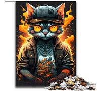 Jigsaw Puzzles 1000 Pieces for Adults Teens Cyberpunk Fire Cat, Learning Educational for Is Ideal As A Gift for The Whole Family (Size 26x38cm)