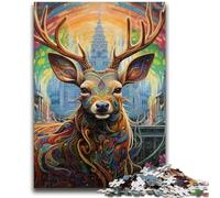Jigsaw Puzzles 1000 Pieces for Adults Teens Deer Psychedelic Art Adult Jigsaw,Educational Games Home Decoration Suitable for Desktop Decoration (50x75cm)