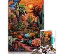 Jigsaw Puzzles 1000 Pieces for Adults Teens Desert Plants Oil Painting,Stress Reliever Staycation Kill Time Wishlist with Santa Claus (75x50cm)