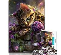 Jigsaw Puzzles 1000 Pieces for Adults Teens Devil Kitten,Educational Family Game with Fully Interlocking Randomly Shaped Pieces 38x26cm