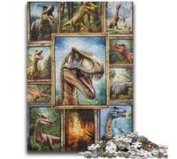 Jigsaw Puzzles 1000 Pieces for Adults Teens Dinosaur Collage Stress Reliever Difficult Challenge with Matching Poster And Trivia Sheet 26x38cm