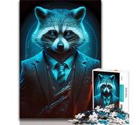 Jigsaw Puzzles 1000 Pieces for Adults Teens Director Raccoon in Suit Puzzles for Teenagers,Suitable for Desktop Decoration for And Age 14 75x50cm
