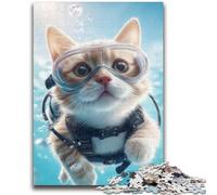 Jigsaw Puzzles 1000 Pieces for Adults Teens Diver Cat Educational Family Game Wall Decoration Unique Birthday And Xmas Gifts 26x38cm