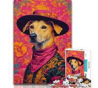 Jigsaw Puzzles 1000 Pieces for Adults Teens Dog Cowgirl Art 1000 Pieces for Adults,is Ideal As Gifts for The Whole Family Suitable for And 14 38x26cm