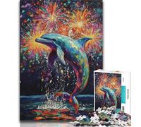 Jigsaw Puzzles 1000 Pieces for Adults Teens Dolphin Oil Painting Adult Puzzles,Suitable for Desktop Decoration for And Age 14 (size 75x50cm)