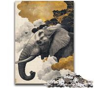 Jigsaw Puzzles 1000 Pieces for Adults Teens Dramatic Moment Elephant Stress Reliever Difficult Challenge with Matching Poster And Trivia Sheet 50x75cm