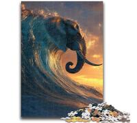 Jigsaw Puzzles 1000 Pieces for Adults Teens Elephant Wave Teenager Puzzles,Learning Educational Toys Family Games Unique Birthday And Gifts (75x50cm)