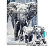 Jigsaw Puzzles 1000 Pieces for Adults Teens Elephants in The Snow 1000 Piece Jigsaw,Educational Stress Relief Toy Gifts for Friends And Family (size 38x26cm)