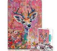 Jigsaw Puzzles 1000 Pieces for Adults Teens Fantasy Deer,Stress Reliever Staycation Kill Time Wishlist with Santa Claus (75x50cm)