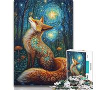 Jigsaw Puzzles 1000 Pieces for Adults Teens Fantasy Fox,Stress Reliever Staycation Kill Time Wishlist with Santa Claus (75x50cm)