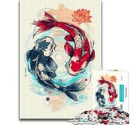 Jigsaw Puzzles 1000 Pieces for Adults Teens Fantasy Koi Adult Puzzles,Stress Reliever Difficult Challenge Suitable for Desktop Decoration (size 38x26cm)