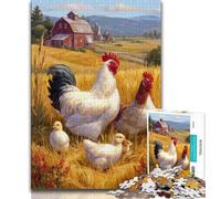 Jigsaw Puzzles 1000 Pieces for Adults Teens Farm Rooster,Stress Reliever Staycation Kill Time Wishlist with Santa Claus (38x26cm)