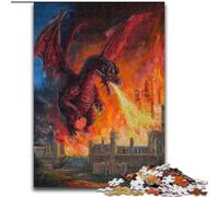 Jigsaw Puzzles 1000 Pieces for Adults Teens Fire Dragon, Educational Games Home Decoration Suitable for Desktop Decoration (Size 50x75cm)