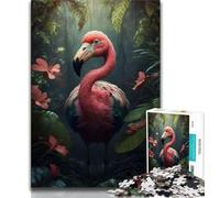 Jigsaw Puzzles 1000 Pieces for Adults Teens Flamingo in Jungle Style Puzzles for Teenagers,Suitable for Desktop Decoration for And Age 14 75x50cm