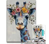 Jigsaw Puzzles 1000 Pieces for Adults Teens Flower Giraffe Puzzles for Adults,Stress Reliever Difficult Challenge Home Decoration Toys (size 75x50cm)