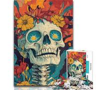 Jigsaw Puzzles 1000 Pieces for Adults Teens Flower Skull 1000 Pieces for Teenagers,Educational Family Game Suitable for Desktop Decoration (size 75x50cm)