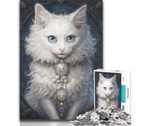 Jigsaw Puzzles 1000 Pieces for Adults Teens Fluffy White Kitten 1000 Pieces for Adults,is Ideal As Gifts for The Whole Family Suitable for And 14 75x50cm