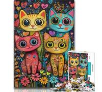 Jigsaw Puzzles 1000 Pieces for Adults Teens Four Cats 1000 Pieces for Teenagers,Educational Family Game Suitable for Desktop Decoration (size 38x26cm)