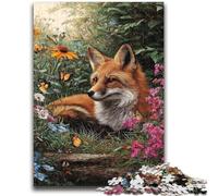 Jigsaw Puzzles 1000 Pieces for Adults Teens Fox And Flowers Adult Puzzles,Stress Reliever Difficult Challenge Unique Home Decor And Gifts (26x38cm)