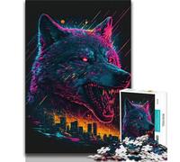Jigsaw Puzzles 1000 Pieces for Adults Teens Fox Neon Adult Puzzles,Challenging Game for Is Ideal As A Gift for The Whole Family 75x50cm