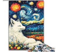 Jigsaw Puzzles 1000 Pieces for Adults Teens Fox Under The Night Sky, Stress Relief Toys Unique Birthday And Gifts for Ages 14+ (Size 26x38cm)